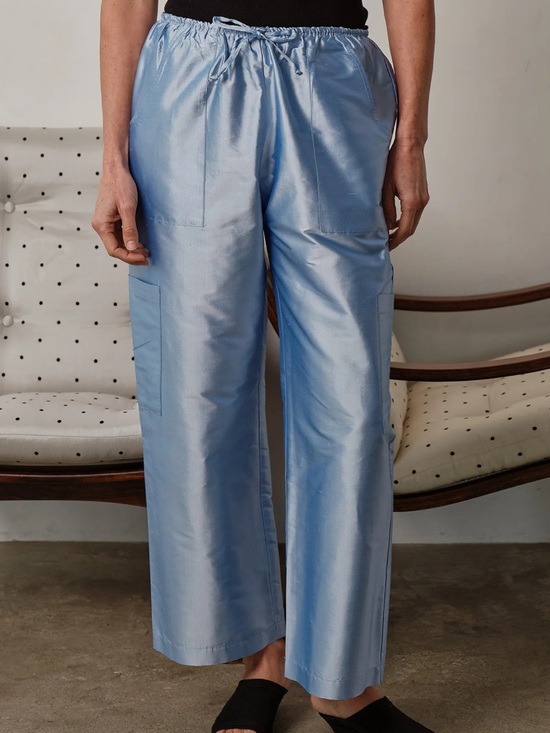 DONNI. Pants - DONNI The Silk Taffeta Cargo Pant IN CLOUD blue xs NWT